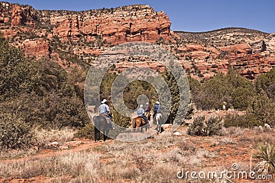 Horseback riding on a Sedona Trail Stock Photo
