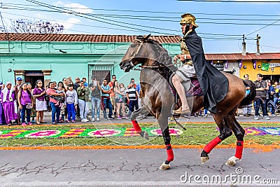 Horseback Roman in Good Friday procession, Antigua, Guatemala Editorial Stock Photo