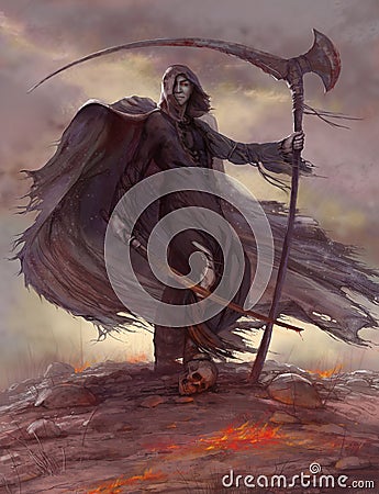 Horseman of the apocalypse, scytheman Stock Photo