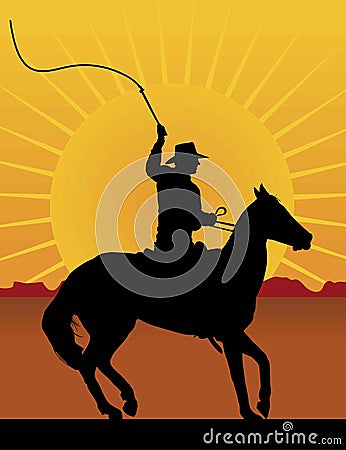 Horseman with Whip Vector Illustration