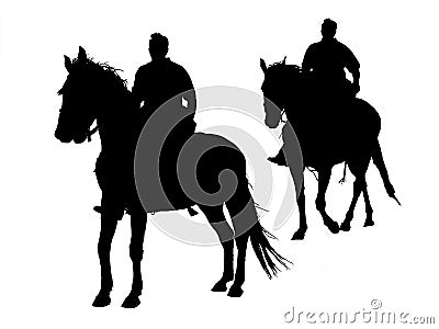 Horsemen Silhouette Stock Photo