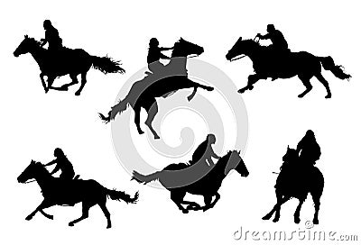 Horsemen Silhouettes (vector) Vector Illustration