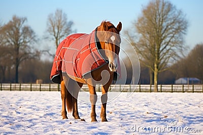 a horses coat thickening for winter cold Stock Photo