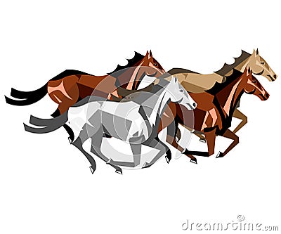 Horses in different colors Vector Illustration