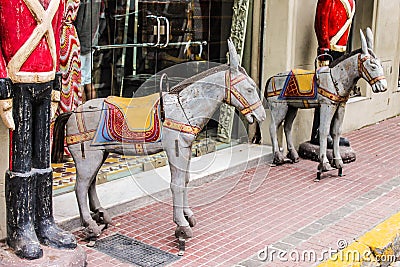 Horses Figures in Wood Nostalgia Traditional Craft Stock Photo