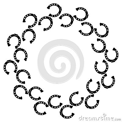 Horses shoe in ring on white background. Vector Illustration