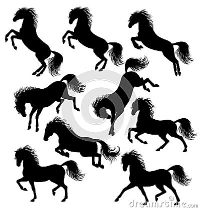 Horses silhouettes Vector Illustration