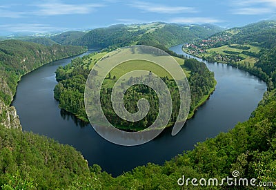 Horseshoe bend of river Vltava Stock Photo