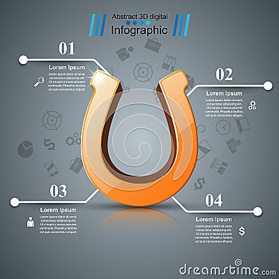 Horseshoe, four line - business infographic. Vector Illustration