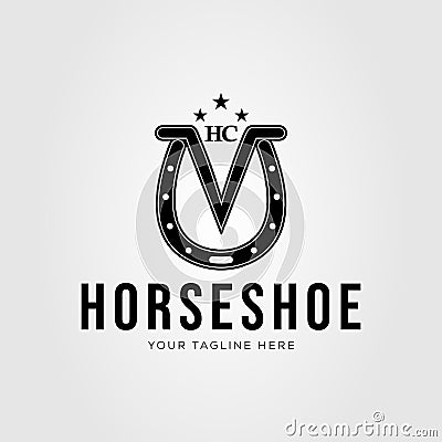 horseshoe, horse club and farrier logo vector illustration design Cartoon Illustration