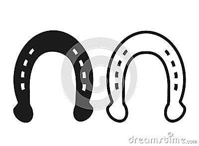 horseshoe icon, silhouette black and white, stock vector illustration Vector Illustration