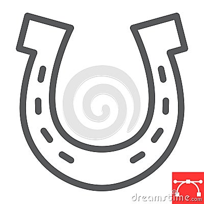 Horseshoe line icon, lucky and talisman, horse shoe vector icon, vector graphics, editable stroke outline sign, eps 10. Stock Photo