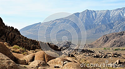 Horseshoe Meadows Road carving Sierra Nevada Mountains Stock Photo