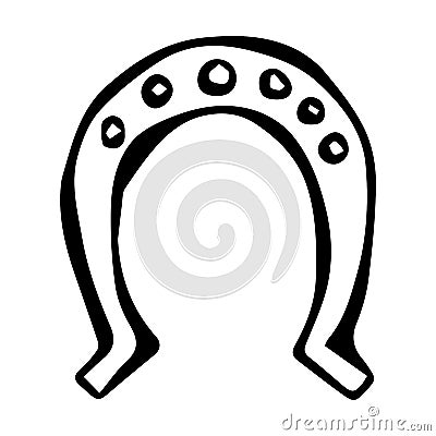 Horseshoe Talisman. Luck, Success Symbol. Good Luck. Irish Luch. Saint Patricks Day Ireland Vector Illustration Hand Drawn. Savoya Stock Photo