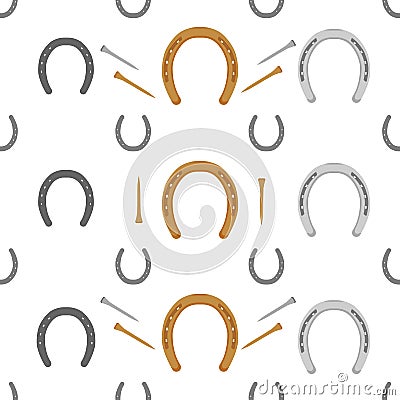 Horseshoes and nails - a seamless vector background equestrian theme Stock Photo