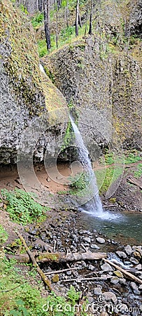 Horsetail and Poneytail waterfall Columbia River Gorge Oregon Stock Photo