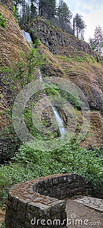 Horsetail and Poneytail waterfall Columbia River Gorge Oregon Stock Photo