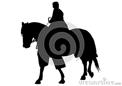 Horsewoman in old suit four Vector Illustration