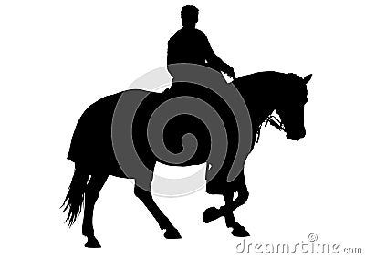 Horsewoman in old suit one Vector Illustration