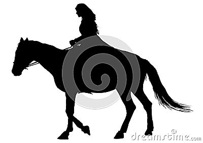 Horsewoman in old suit two Vector Illustration