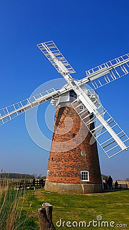Horsey Windpump is a windpump or drainage windmill in the village of Horsey, Norfolk Stock Photo