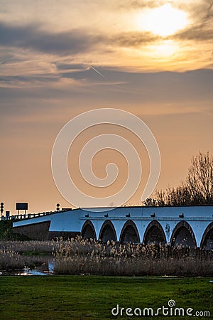 The Hortobagy Bridge, Hungary, World Heritage Site by UNESCO Stock Photo