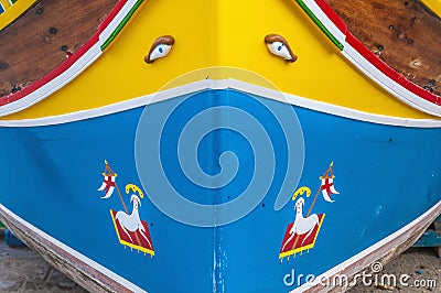 Horus or Osiris eye in Luzzu at Marsaxlokk, Malta Stock Photo