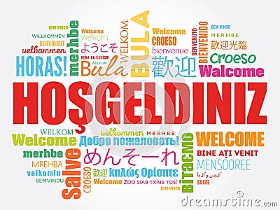 Hosgeldiniz (Welcome in Turkish) word cloud Stock Photo