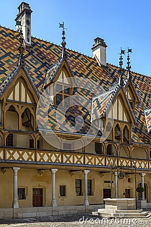 Hospices de Beaune or Hotel-Dieu de Beaune - Beaune - France Editorial Stock Photo