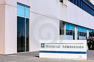 Hospital Admissions Sign Stock Photo