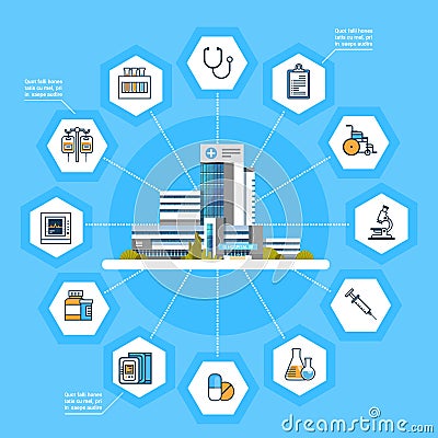 Hospital Application Interface Online Medical Treatment Icons Modern Medicine Concept Vector Illustration