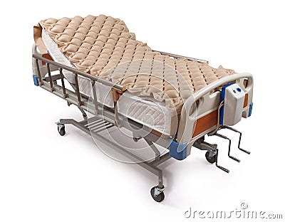 Hospital bed with air mattress - clipping path Stock Photo