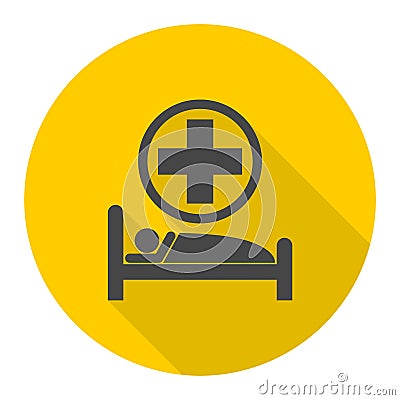 Hospital bed icon with long shadow Vector Illustration