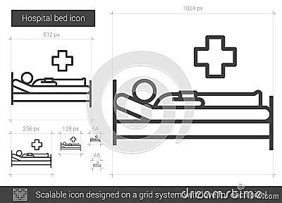 Hospital bed line icon. Vector Illustration