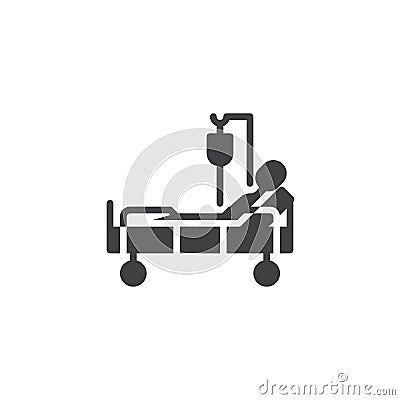 Hospital bed with patient blood transfusion vector icon Vector Illustration