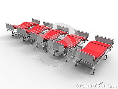 Hospital beds array Cartoon Illustration