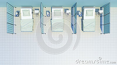 Hospital beds cabin top view Stock Photo