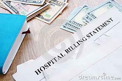 Hospital billing statement in the envelope. Medical debt. Stock Photo