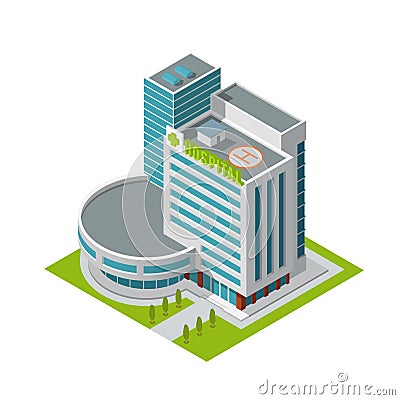 Hospital building isometric Vector Illustration