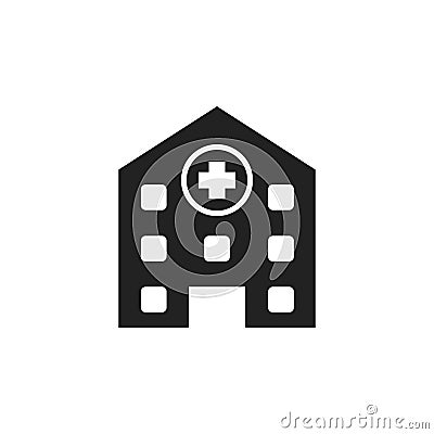 Hospital building vector icon. Infirmary medical clinic sign ill Vector Illustration