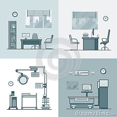 Hospital clinic medical medicine dispensary lab op Vector Illustration