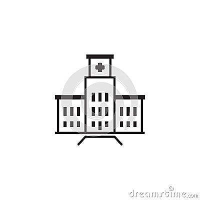 Hospital Complex Icon. Flat Design Stock Photo