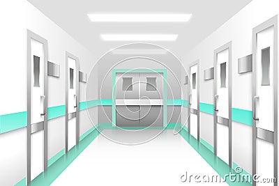 Hospital corridor vector clinic hall way interior Cartoon Illustration