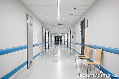 Hospital department white empry corridor Stock Photo