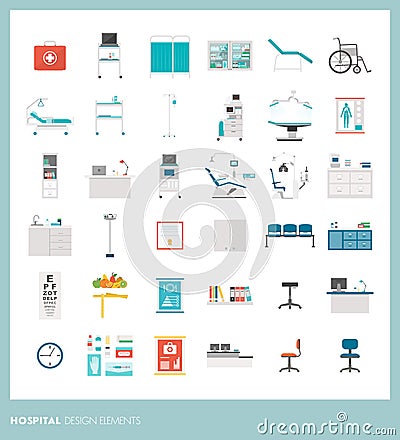 Hospital design elements Vector Illustration