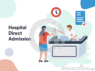 Hospital Direct Admission illlustration. Modern flat design style for website and mobile website.Vector illustration Cartoon Illustration