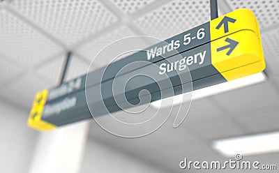 Hospital Directional Sign Surgery Stock Photo