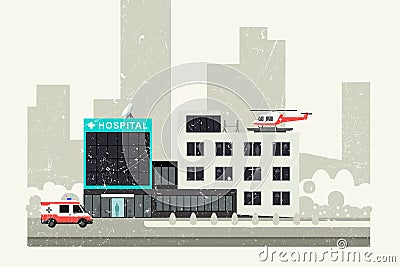 Hospital grunge illustration. Vector Illustration