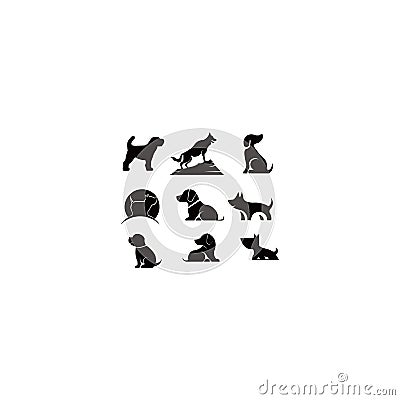 Animal Pet Care Veterinary Clinic logo set Vector Illustration