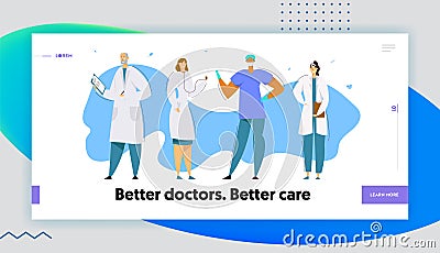 Hospital Healthcare Staff, Doctors, Surgeon Character in Uniform, Nurse Holding Notebook, Clinic, Medicine Profession Vector Illustration